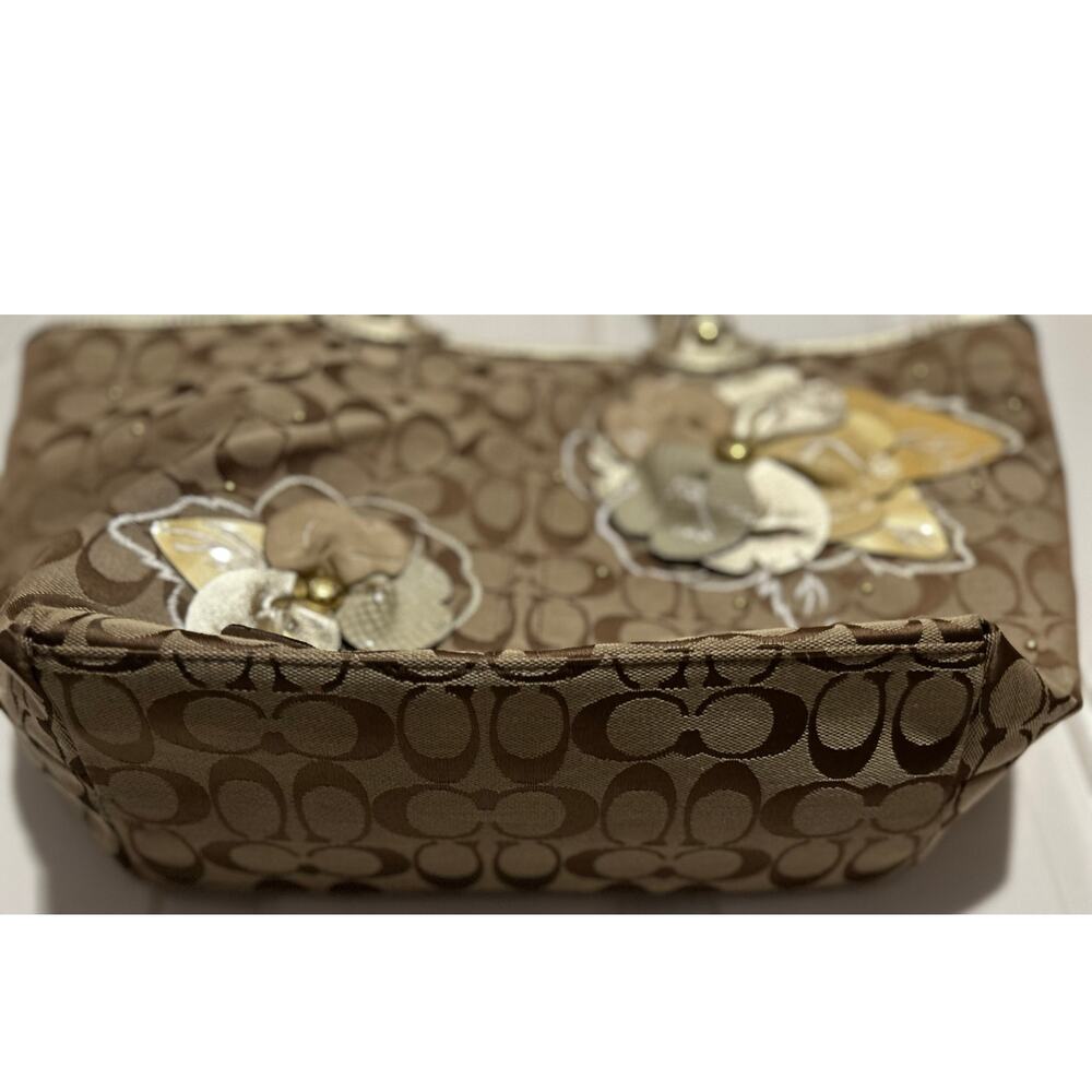 Coach‎ Signature Leather Floral Bleecker Canvas Satchel Bag F16276 - Picture 3 of 13
